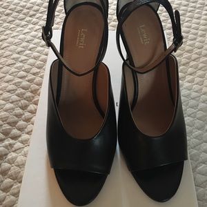 Ankle Strap Black Leather Heels